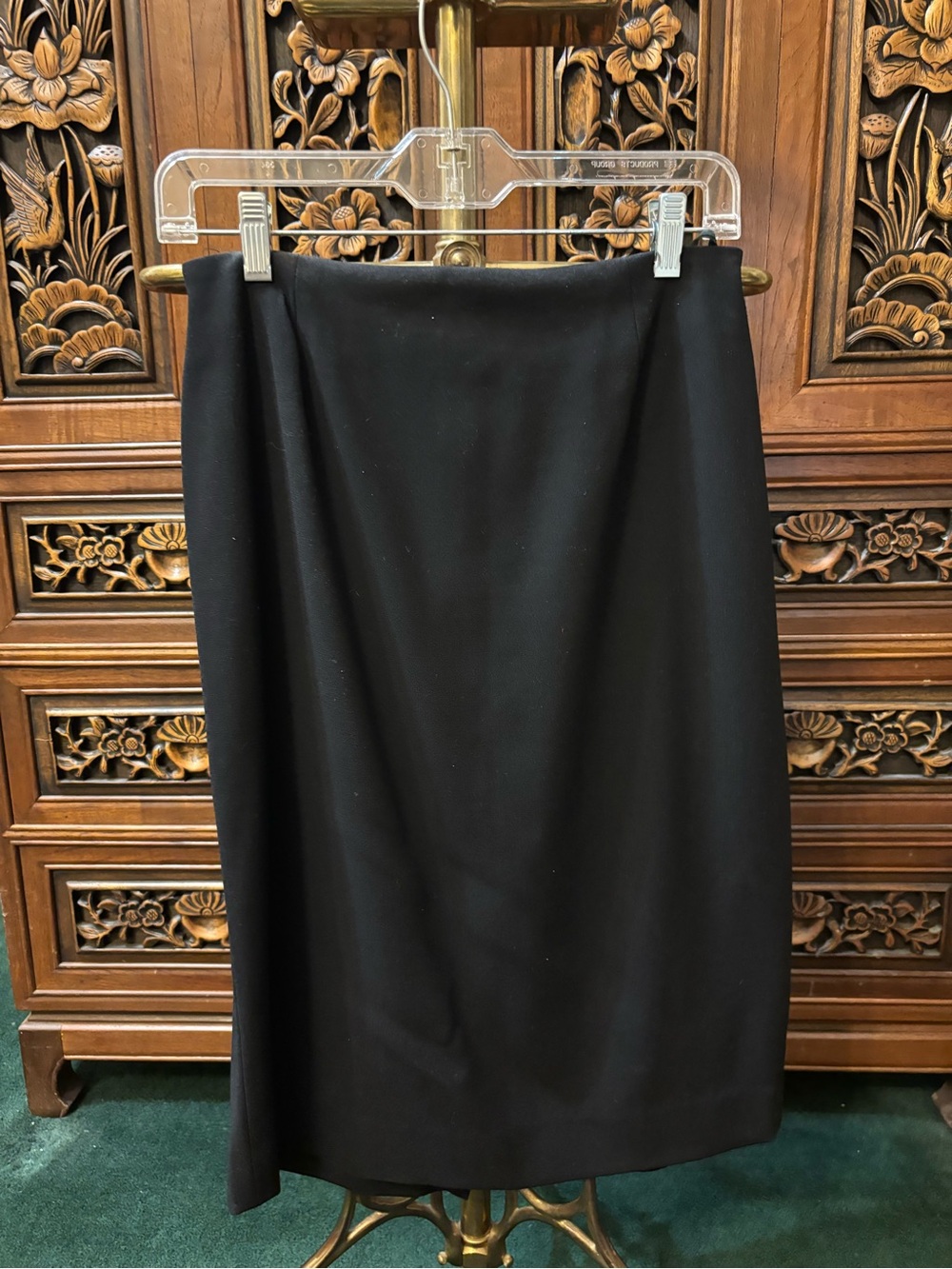 Vintage Donna Karan New York Black Wool Pencil Skirt
